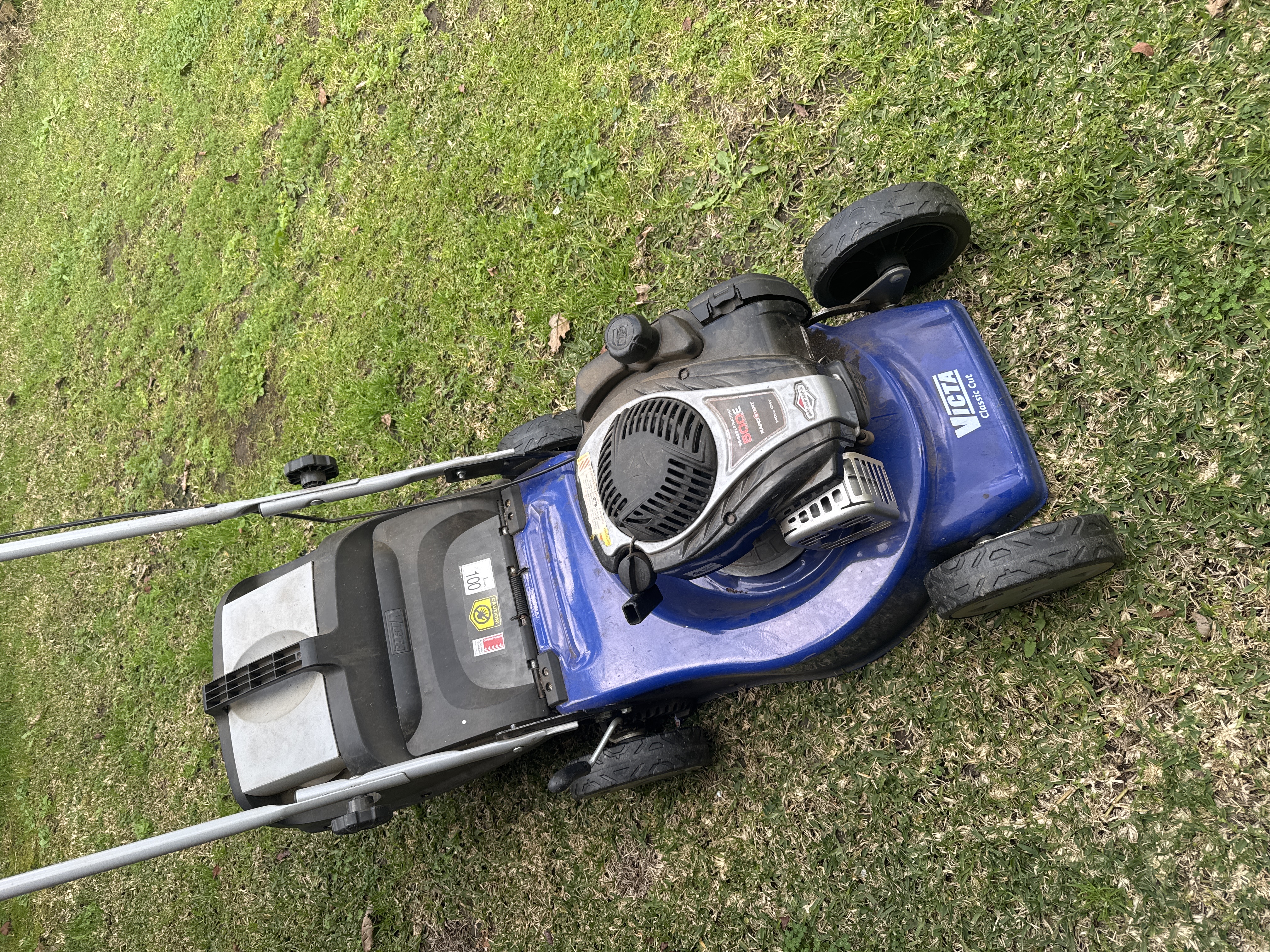 Victa Classic Cut petrol lawn mower — Briggs & Stratton 500E 140cc, with catcher